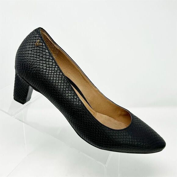 Vionic Women's Mia Black Snake Print Pumps Size 9 Mid Heel Formal Shoes - Picture 1 of 16